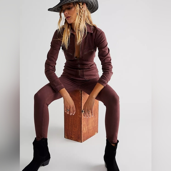 Free People Lennox Jumpsuit Bitter Barks - Picture 2 of 3